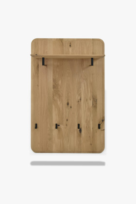 Masszív tölgyfa fogas panel fehér, skandináv stílusú falra szerelhető